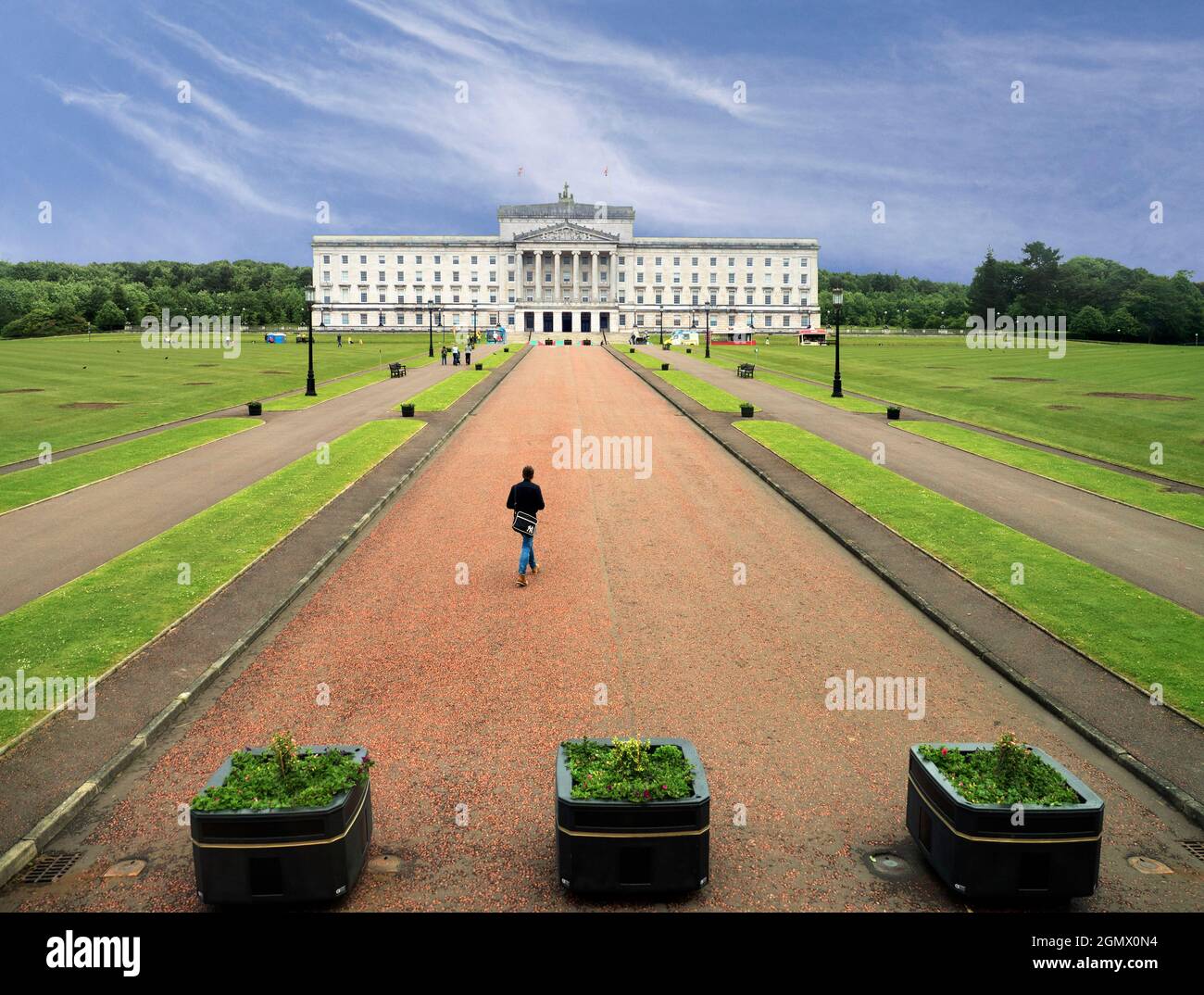 The Northern Ireland Parliament Building is commonly known as Stormont, because of its location in the Stormont Estate area of Belfast. Previously hou Stock Photo
