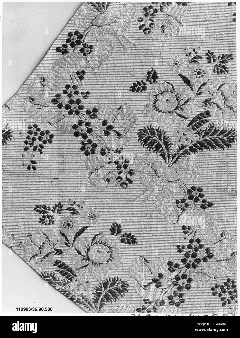 Piece. Date: mid-18th century; Culture: French; Medium: Silk; Dimensions: L. 25 x W. 14 inches (63.5 x 35.6 cm); Classification: Textiles-Woven Stock Photo