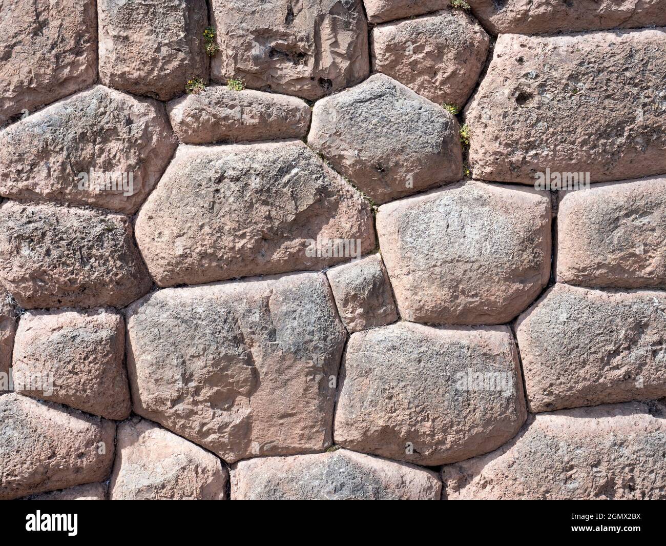 Chinchero, Peru - 22 May 2018   A beautiful Inca-built wall at Chinchero, Peru, showing superb craftsmanship and impeccable joins. Wish my house walls Stock Photo