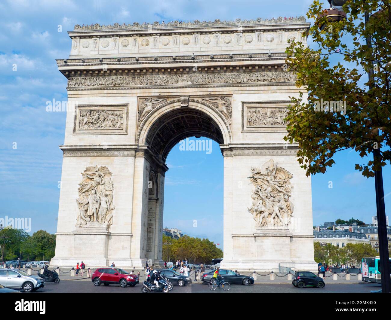 Paris, France -  18 September, 2018  The grand Arc de Triomphe de l'toile (Triumphal Arch of the Star, to give it its full name) is one of the most f Stock Photo