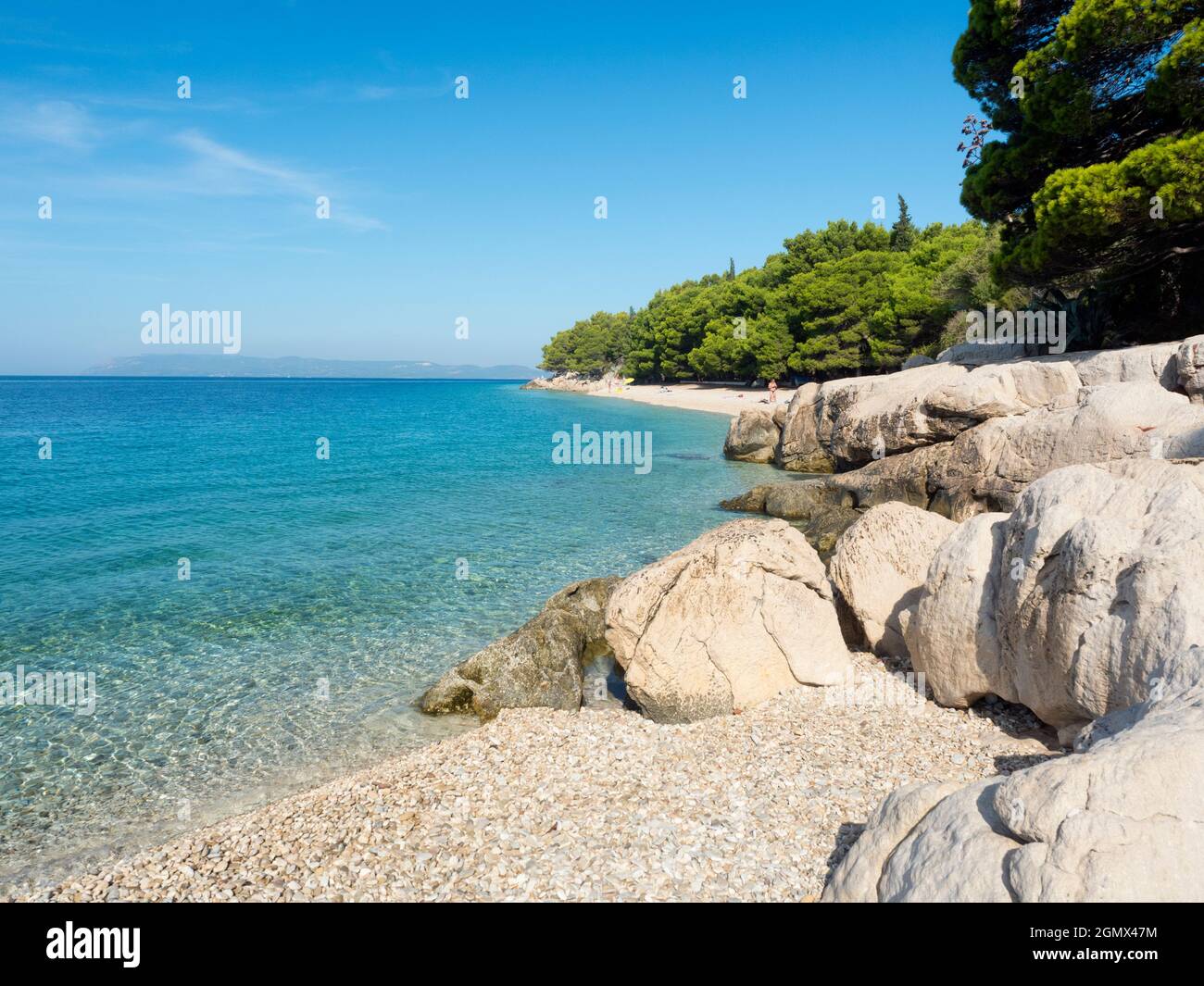 Tucepi, Croatia - 8 September 2016; people in view. Tucepi is a small seaside town in the Split-Dalmatia County of Croatia. It is located on the Adria Stock Photo