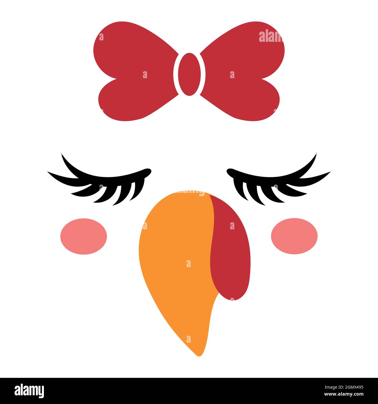 beautiful turkey face with bow - vector illustration for card and