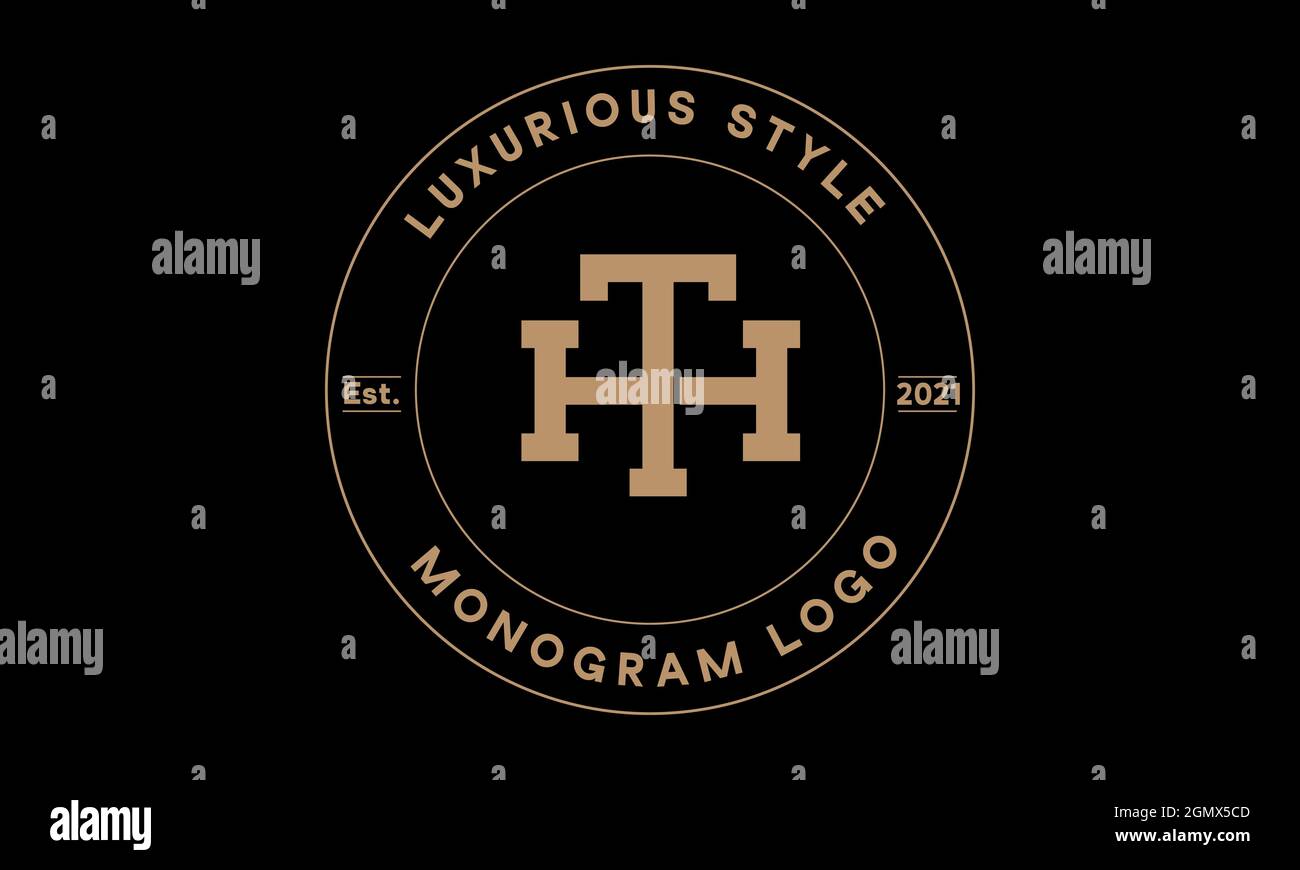Alphabet th or ht monogram abstract emblem vector logo template Stock Vector