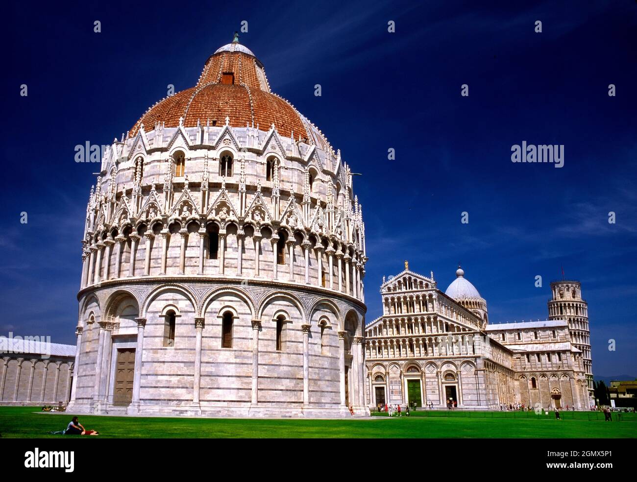 Pisa, Tuscany, Italy- February 2011;  The Piazza dei Miracoli is a walled 8.87-hectare area located in Pisa, Tuscany, recognized as sa important centr Stock Photo
