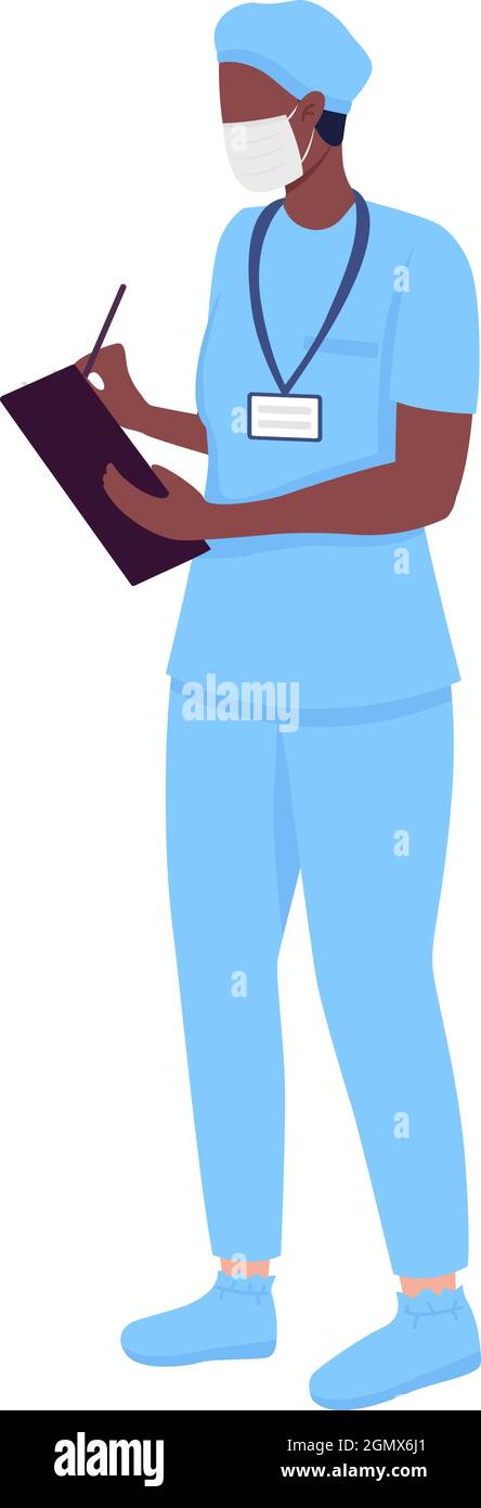 Doctor semi flat color vector character Stock Vector