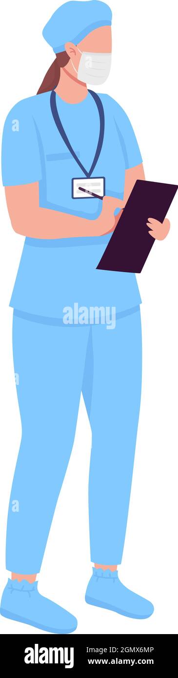 Physician semi flat color vector character Stock Vector