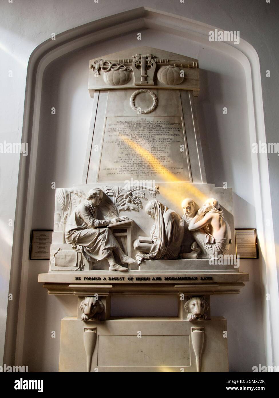 The Jones Memorial, in the antechapel of the College, was sculpted by the eminent neoclassical Victorian sculptor, John Flaxman.  This memorial is ded Stock Photo