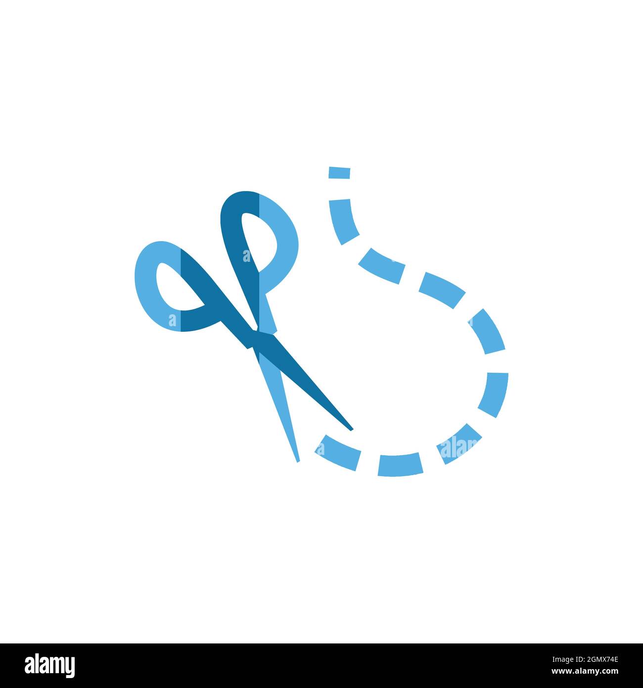 scissors cut the rope logo icon flat concept vector graphic design Stock Vector