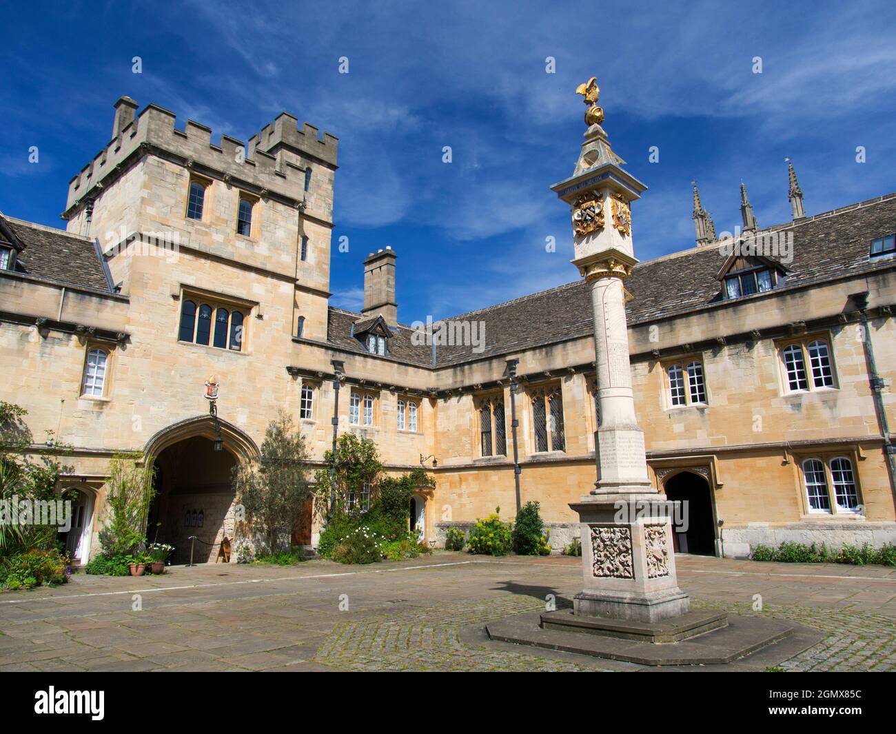 Founded in 1517, Corpus Christi is one of the oldest college in Oxford University The college, situated on Merton Street between Merton College and Or Stock Photo