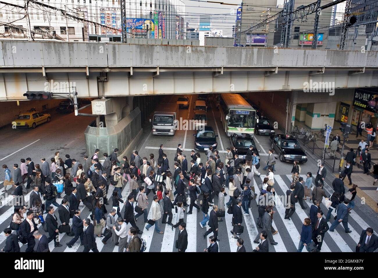 Osaka, Japan - 4 November 2005; pre-Pandemic, rush hours could be ...