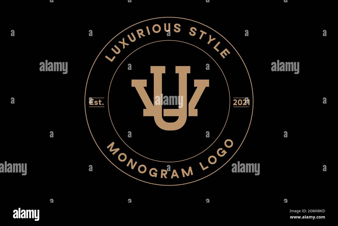 Alphabet uv or vu monogram abstract emblem vector logo template Stock Vector