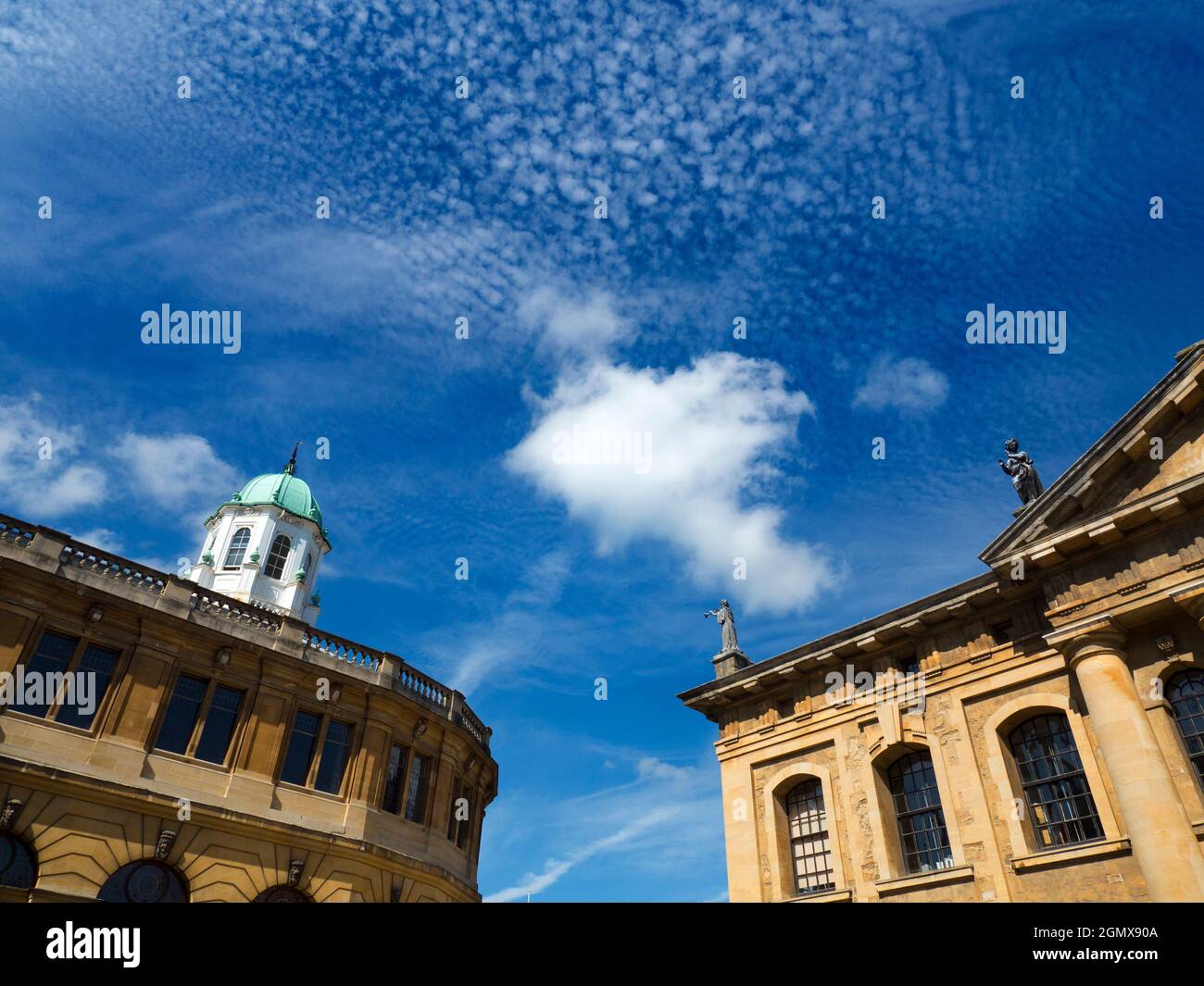 Oxford, England 25 August 2017 Two famous buildings in the heart of