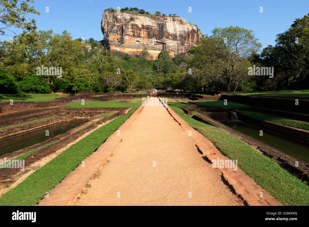 Sigiriya is an ancient palace located in the central Matale District near the town of Dambulla in the Central Province, Sri Lanka. The whole area is d Stock Photo