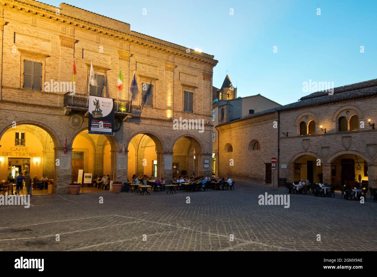 Village, Night Landscape, Square, Montelupone, Macerata, Marche, Italy,  Europe Stock Photo - Alamy
