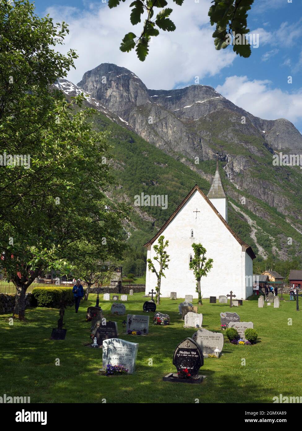 Eidfjord is a small town in Hardanger District, on the west coast of Norway. It is situated at the end of the Eidfjorden, an inner branch of the large Stock Photo