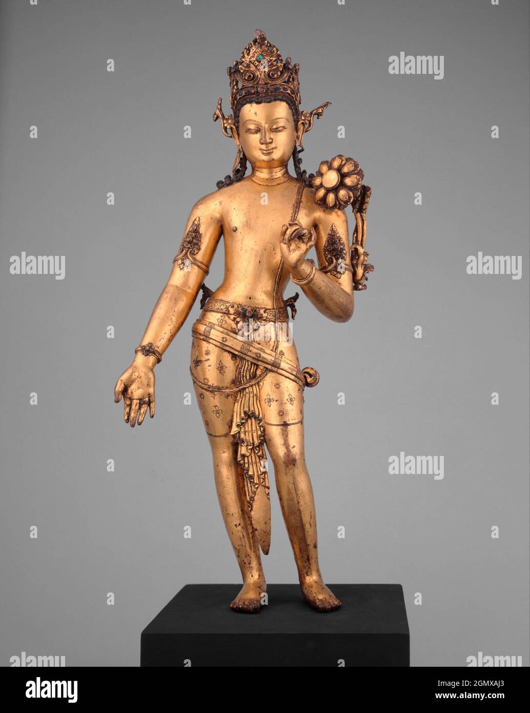 The Bodhisattva Padmapani Lokeshvara. Period: Transitional period; Date: 11th century; Culture: Nepal (Kathmandu Valley); Medium: Copper alloy with Stock Photo