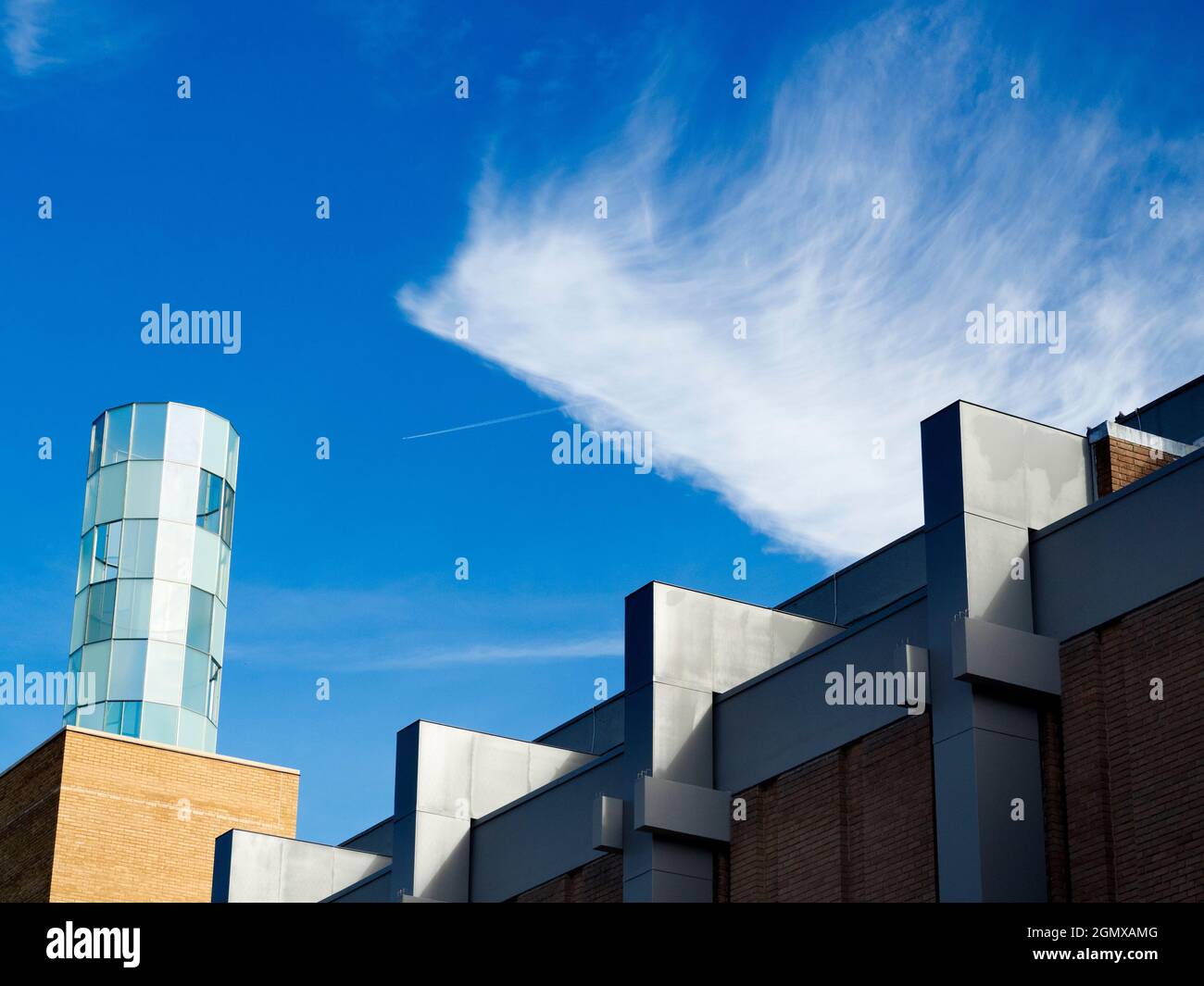 Oxford, England - 25 October 2017 The strange tower is part of the new Westgate in Oxford, England.Westgate is a new shopping area in Oxford City Cent Stock Photo