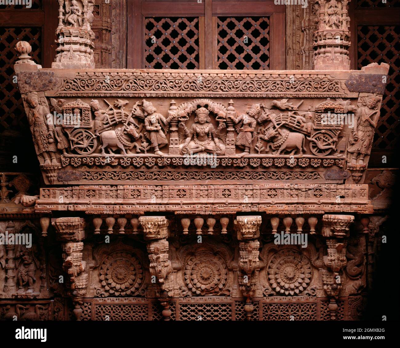 Architectural Ensemble from a Jain Meeting Hall. Date: last quarter of 16th century; Culture: India (Gujarat, Patan); Medium: Teak with traces of Stock Photo