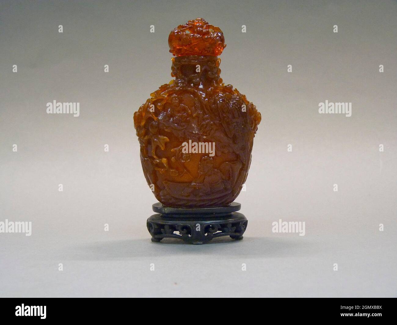 Snuff Bottle. Period: Qing dynasty (1644-1911), Qianlong period (1736-95); Culture: China; Medium: Amber; Dimensions: H. 3 1/2 in. (8.9 cm); Stock Photo
