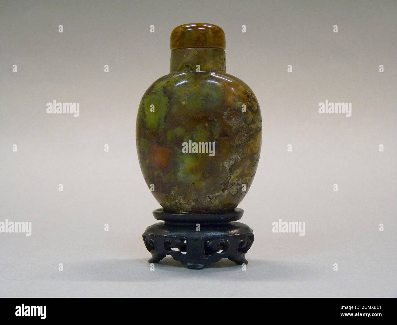 Snuff Bottle. Period: Qing dynasty (1644-1911), Qianlong period (1736-95); Culture: China; Medium: Clouded agate; Dimensions: H. 2 1/2 in. (6.4 cm); Stock Photo