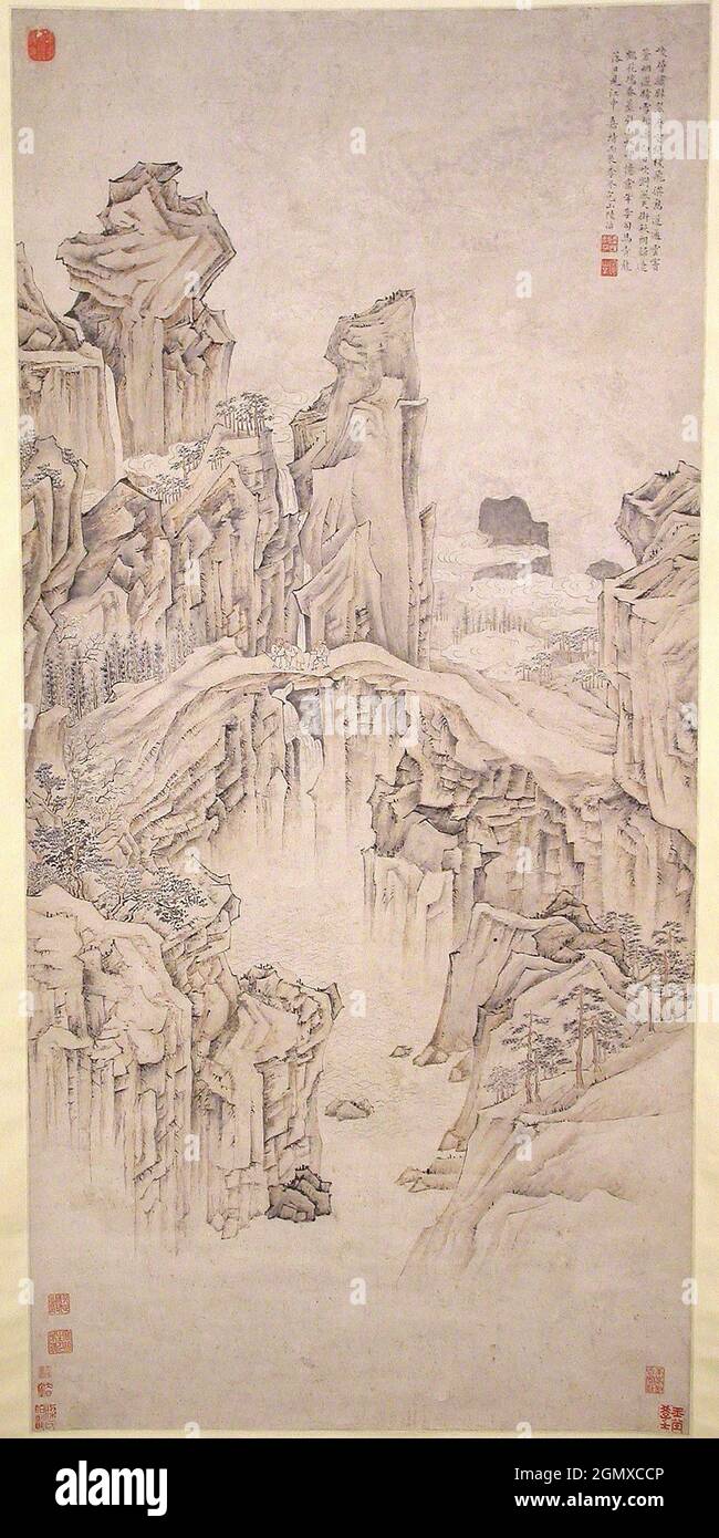 Natural Rock Bridge. Artist: Lu Zhi (Chinese, 1495-1576); Period: Ming dynasty (1368-1644); Date: dated 1556; Culture: China; Medium: Hanging scroll; Stock Photo