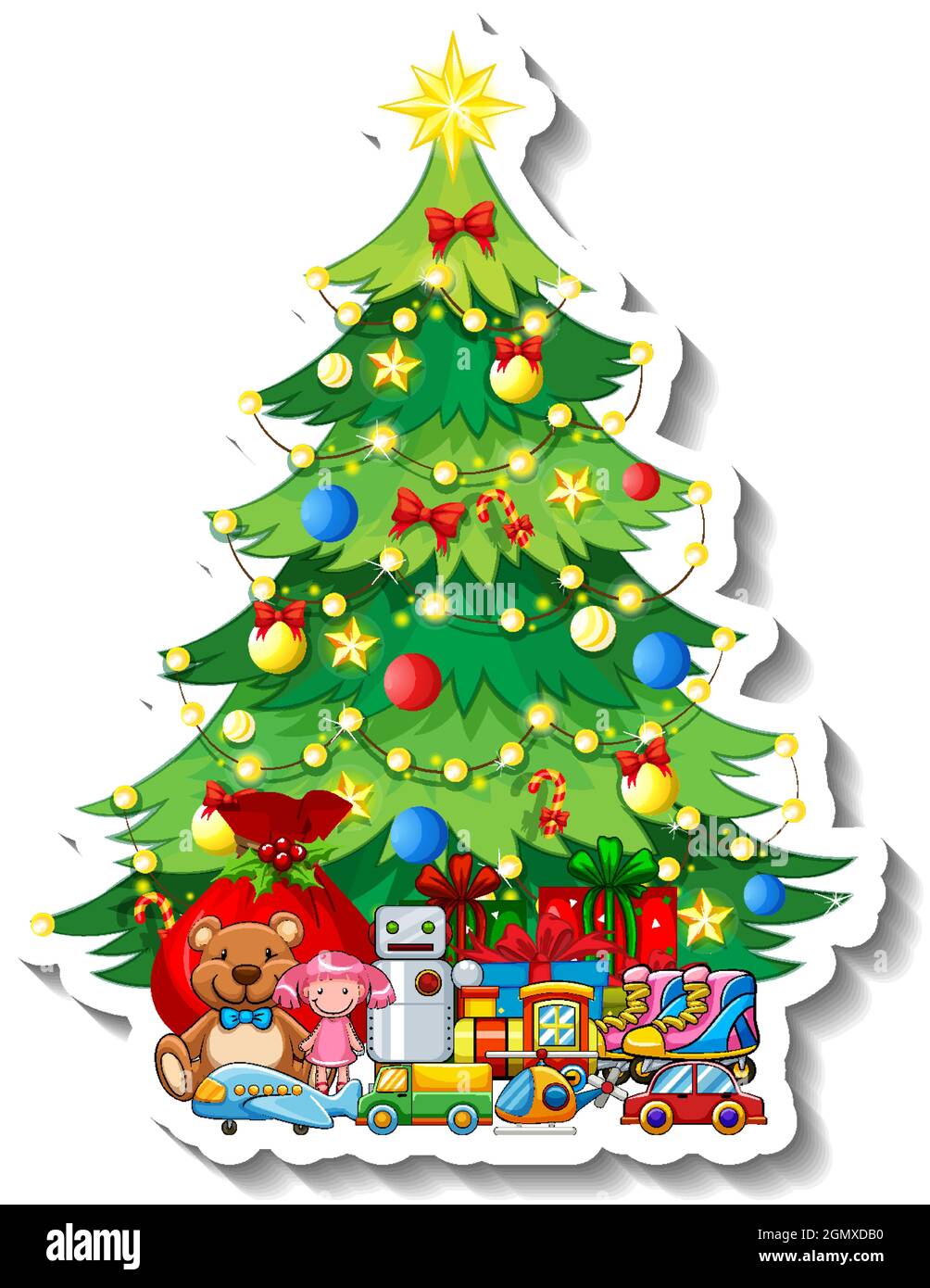 Christmas tree sticker isolated xmas decoration Vector Image