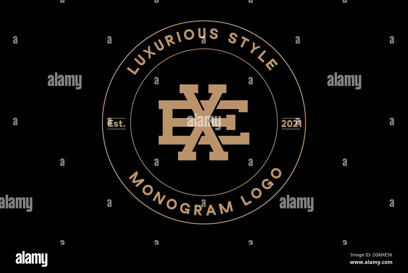 Alphabet xe or ex monogram abstract emblem vector logo template Stock Vector