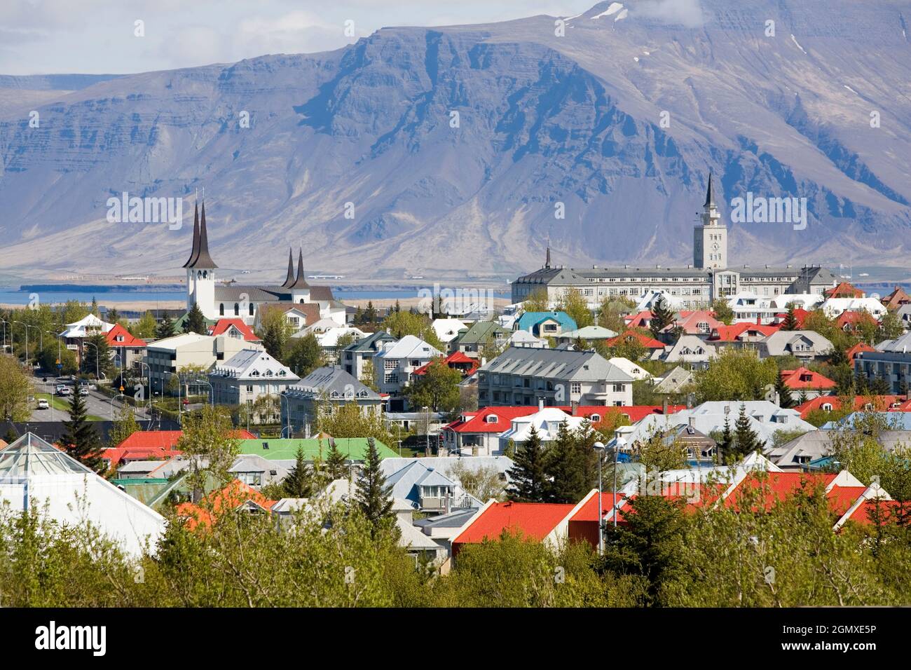 Reykjavík is the capital and largest city of Iceland. Located in southwestern Iceland, is the centre of the country's cultural, economic, tourism and Stock Photo