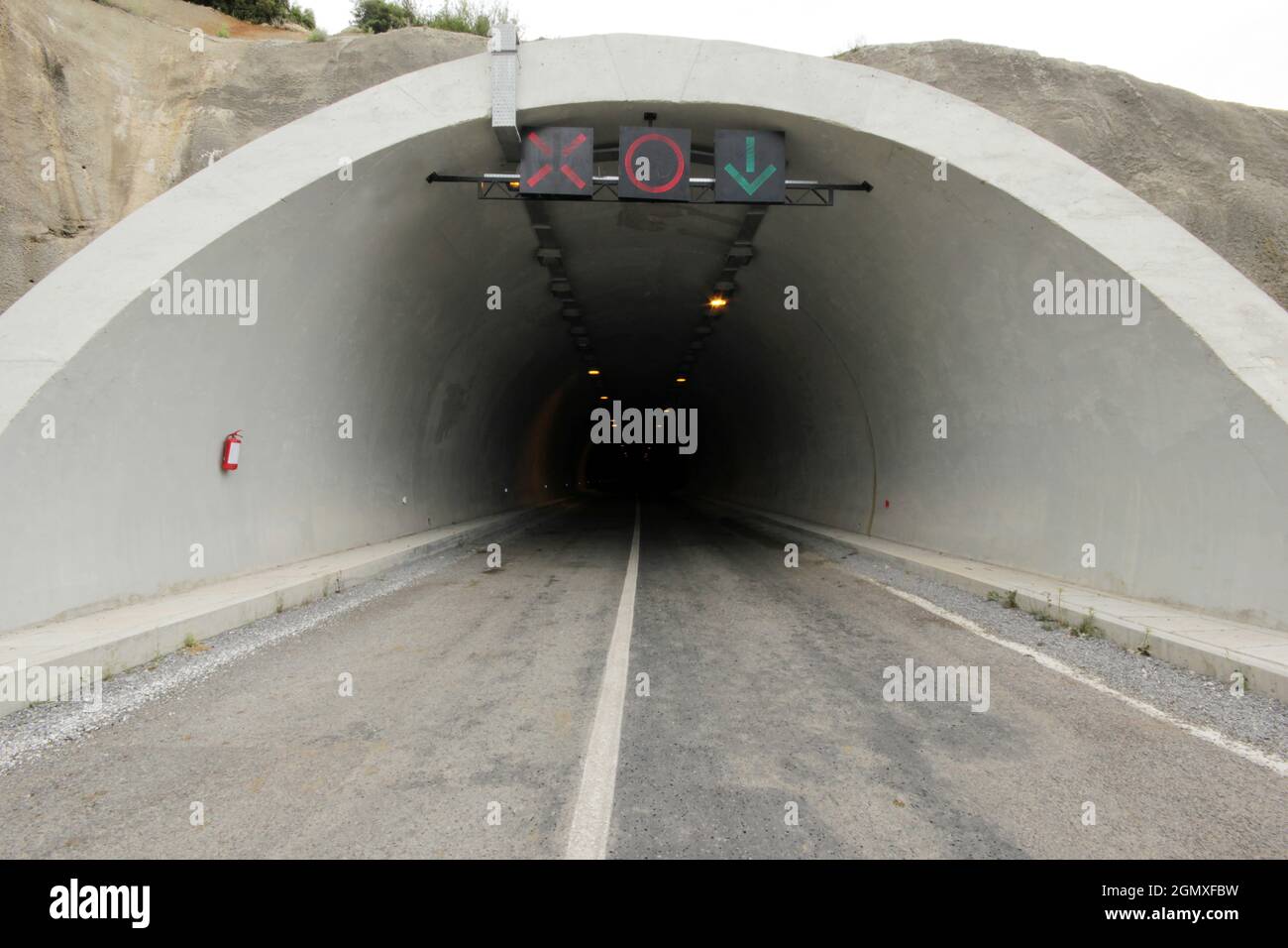 Road tunnel Ermenek Turkey. Highway passing through the tunnels in the