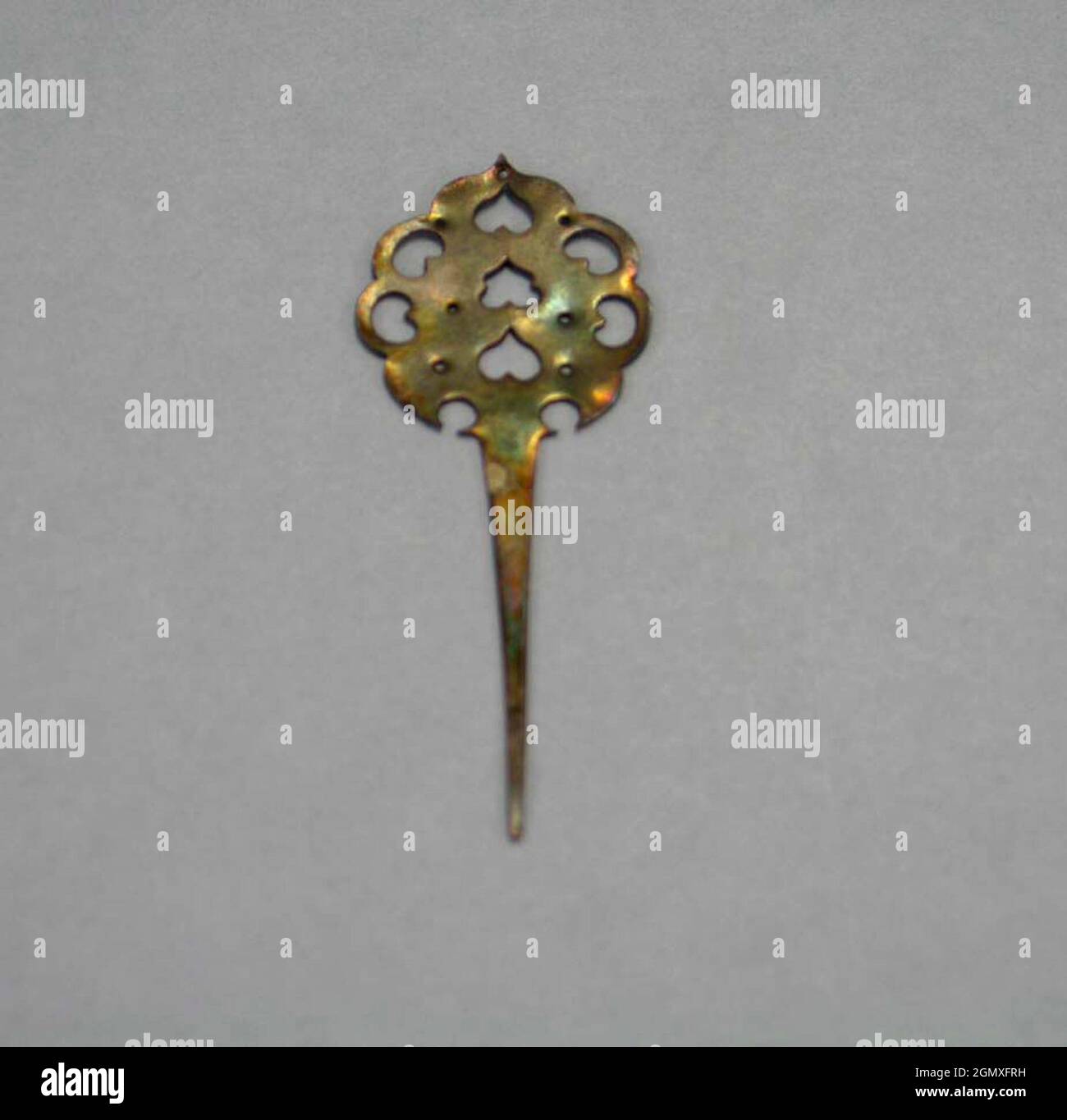 Hairpin. Period: Tang dynasty (618-907); Culture: China; Medium: Silver inlay; Classification: Metalwork Stock Photo