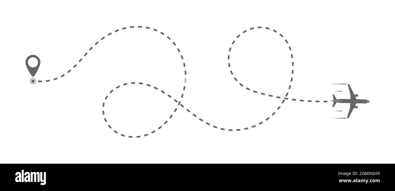 plane's course line is a dotted line. Flat design Stock Vector Image ...