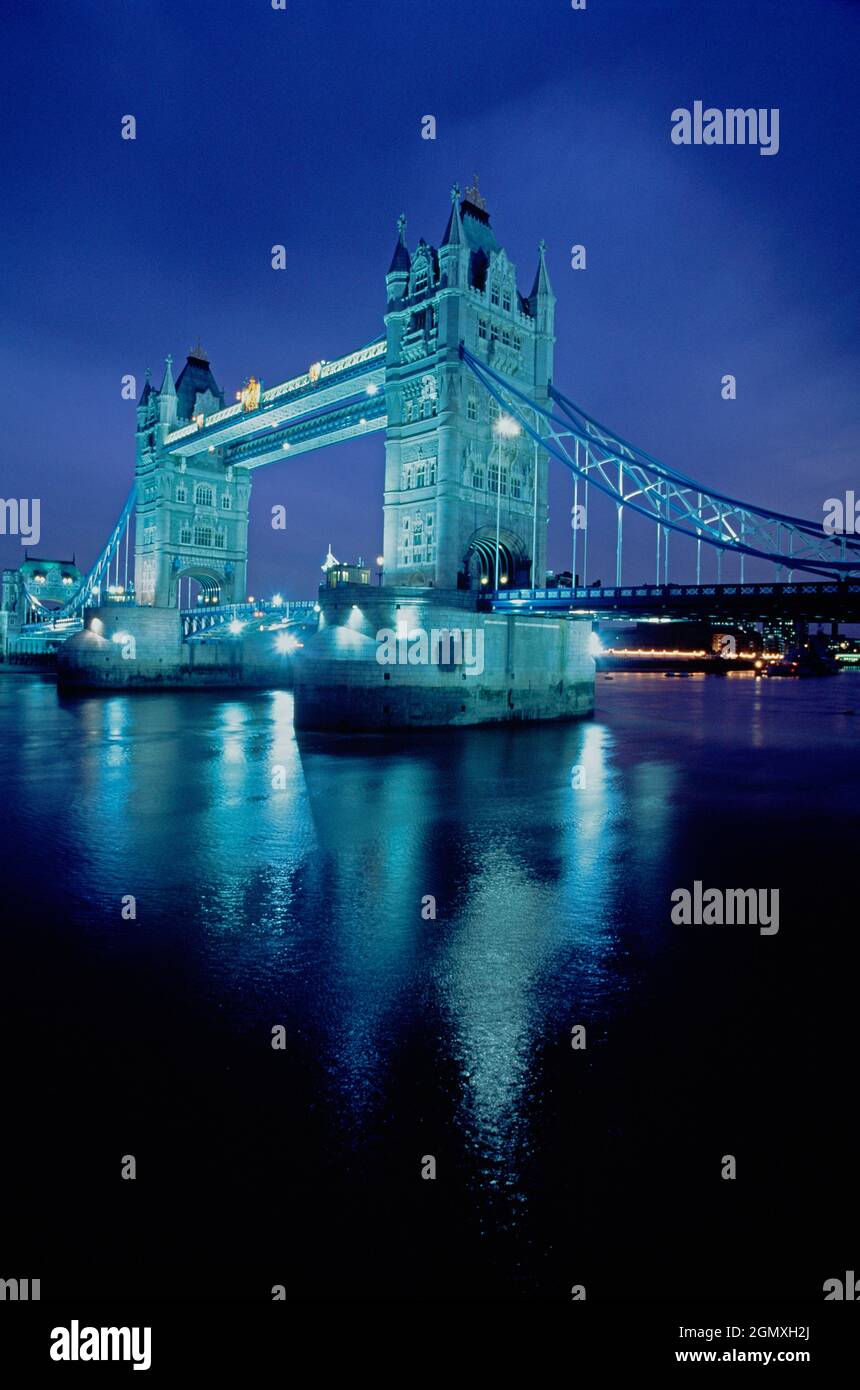 United Kingdom. England. London. Tower Bridge at night. Stock Photo