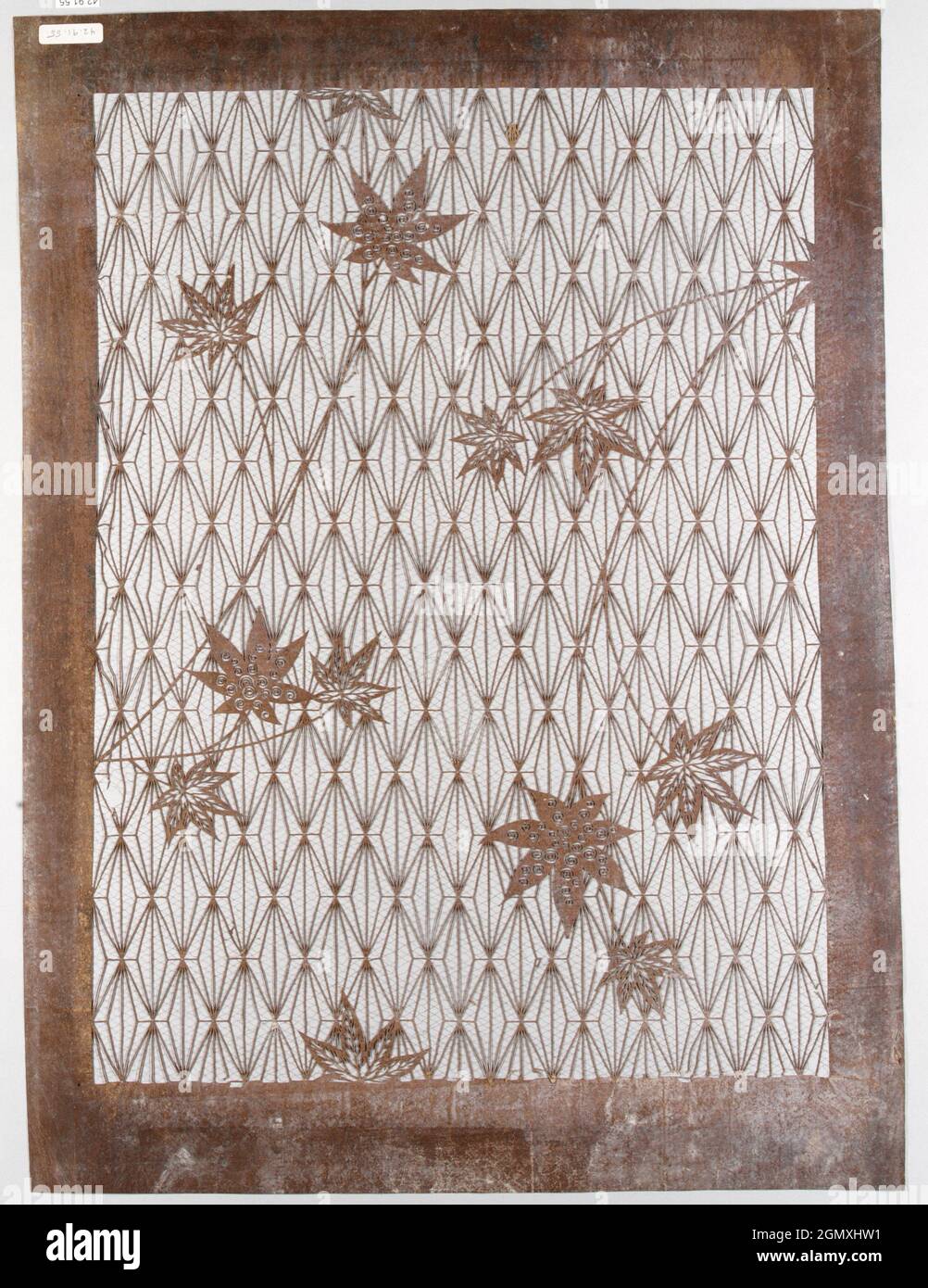 Stencil. Date: 19th century; Culture: Japan; Medium: Paper, silk; Dimensions: 22 7/8 x 17 in. (58.1 x 43.2 cm); Classification: Stencils Stock Photo
