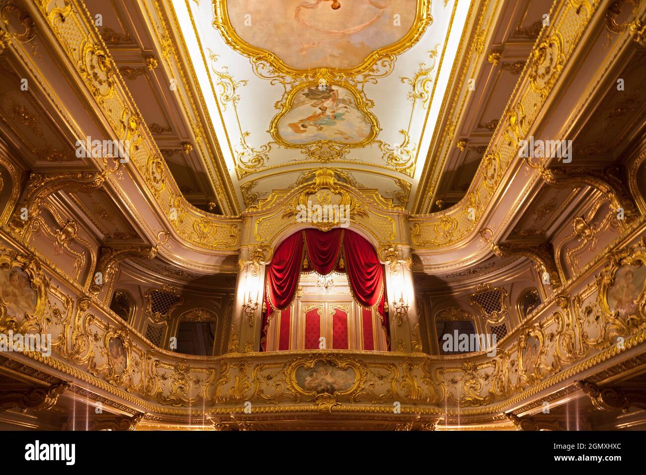 Yusupov Palace, Saint Petersburg, Russia - 12 June 2011; The lavish and decadent interior of the private theatre of the Yusupov Palace. Sometime calle Stock Photo