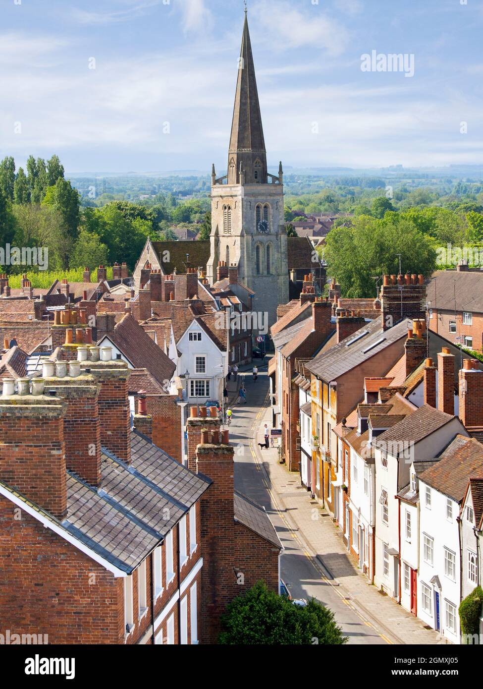 Abingdon, Oxfordshire, UK -  June 2014; The view from Abingdon Museum down East St Helens Street. This leads from the town square, town centre and mus Stock Photo