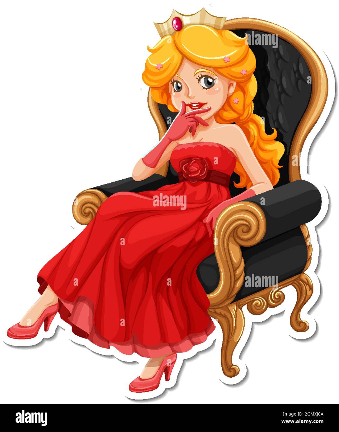 Beautiful princess cartoon character sticker illustration Stock Vector  Image & Art - Alamy