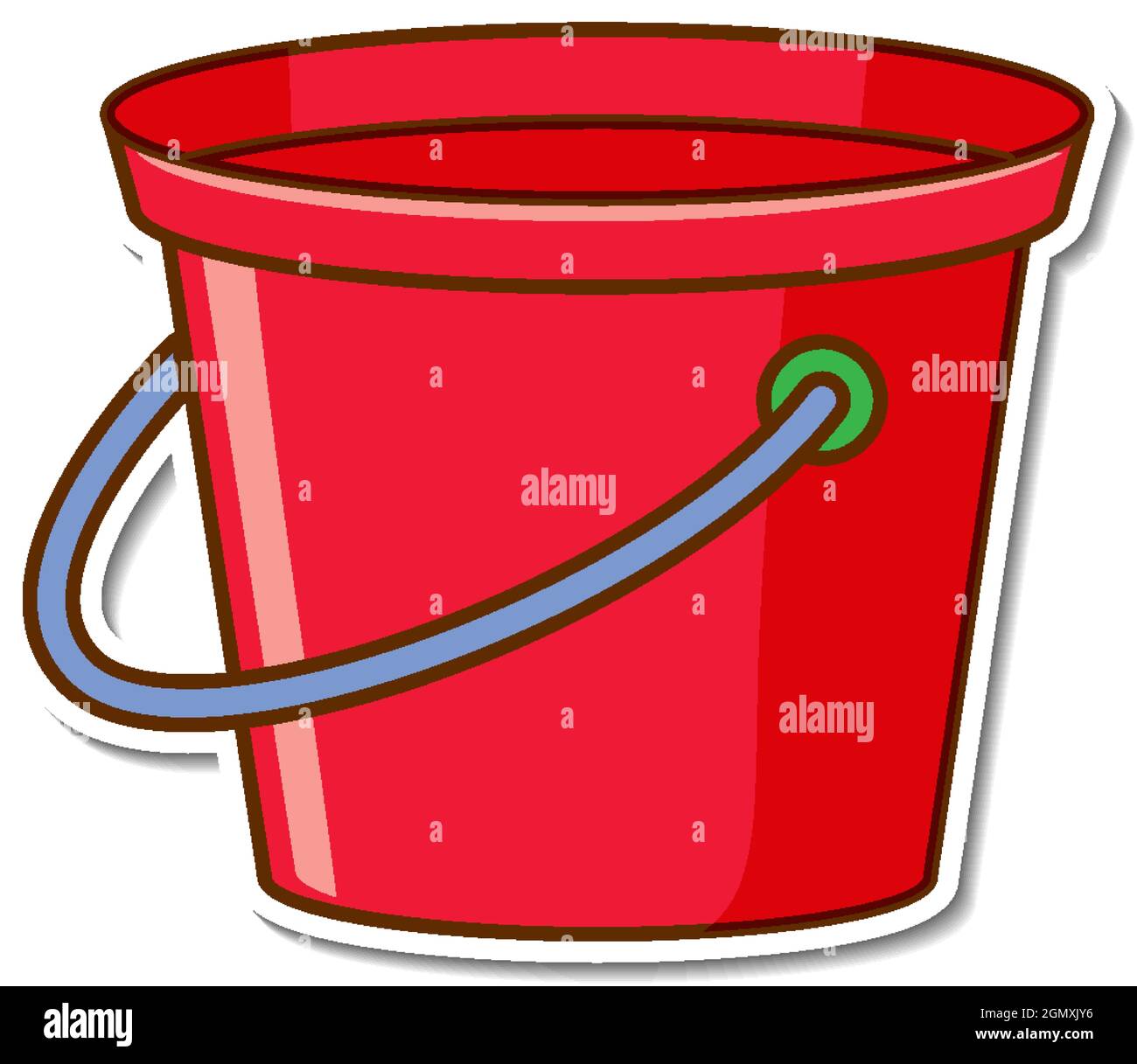 Sticker design with a red bucket isolated illustration Stock Vector