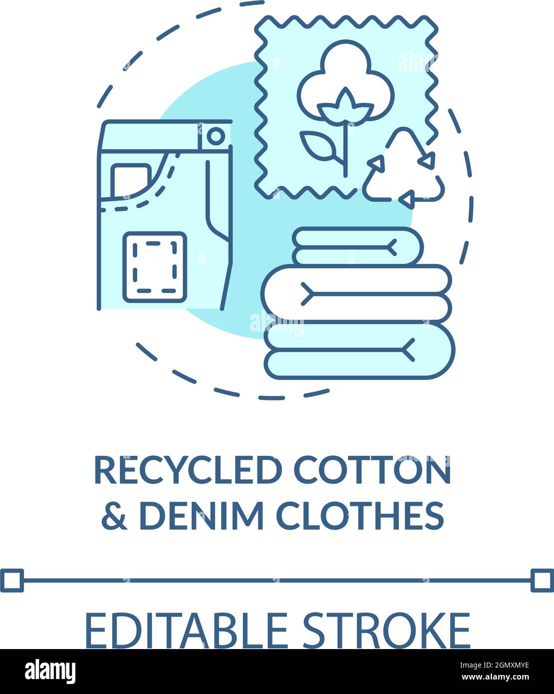 Recycled cotton, denim materials concept icon Stock Vector