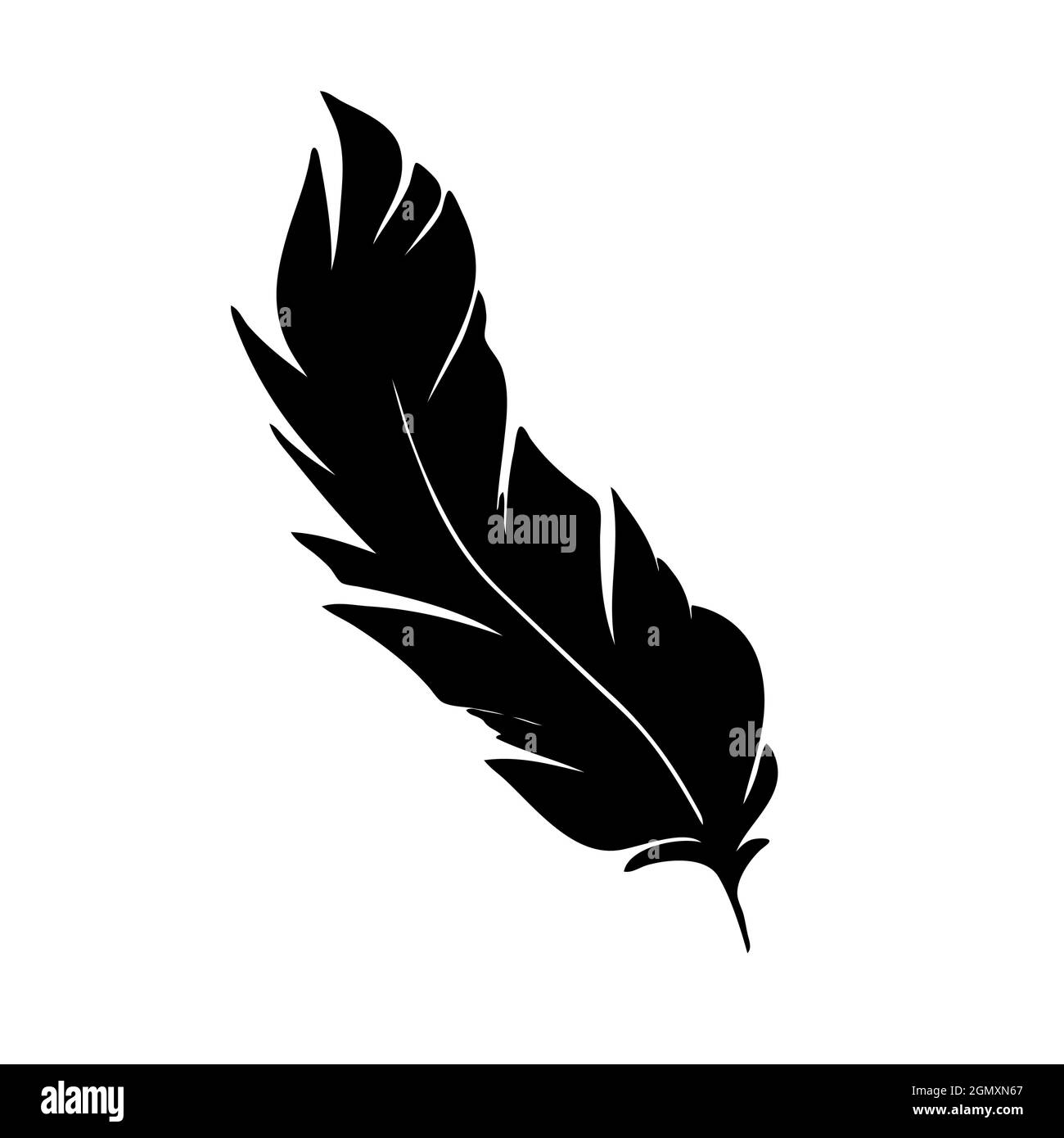 Feather of birds. Black feather silhouette for logo vector set Stock ...