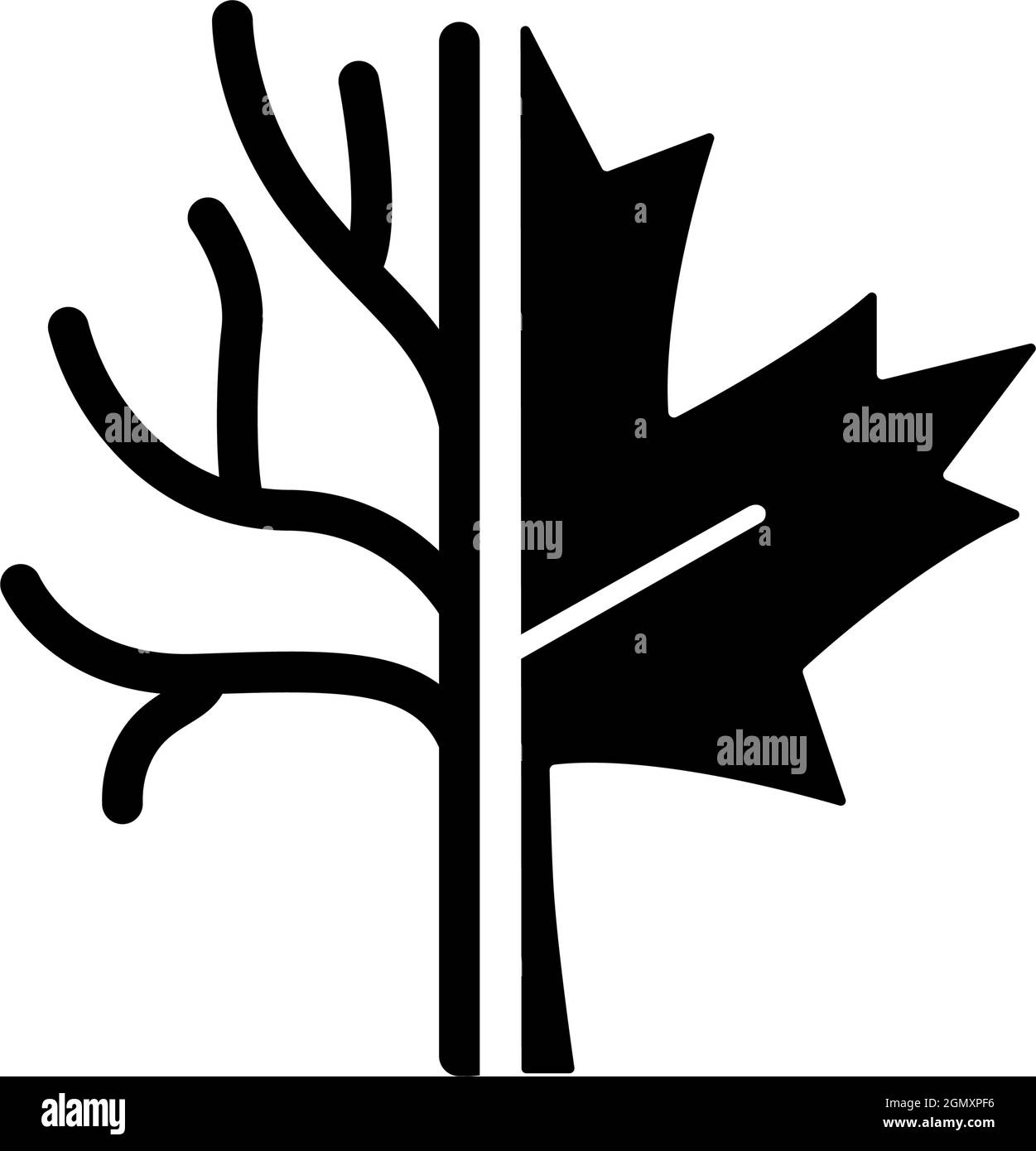 Maple tree black glyph icon Stock Vector