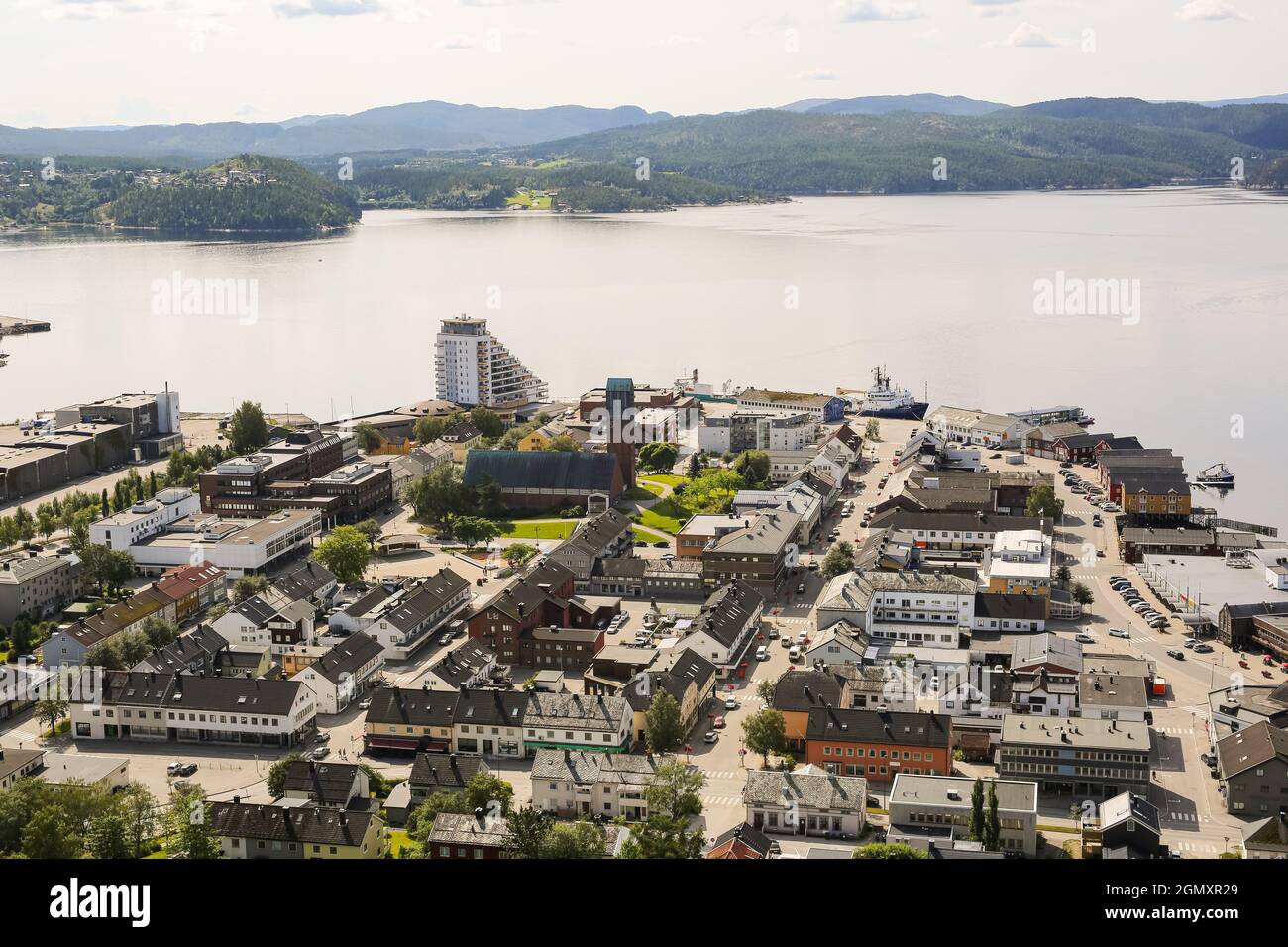 Namsos Norway 08 05 2021 Aerial view of the Norwegian town Namsos Stock