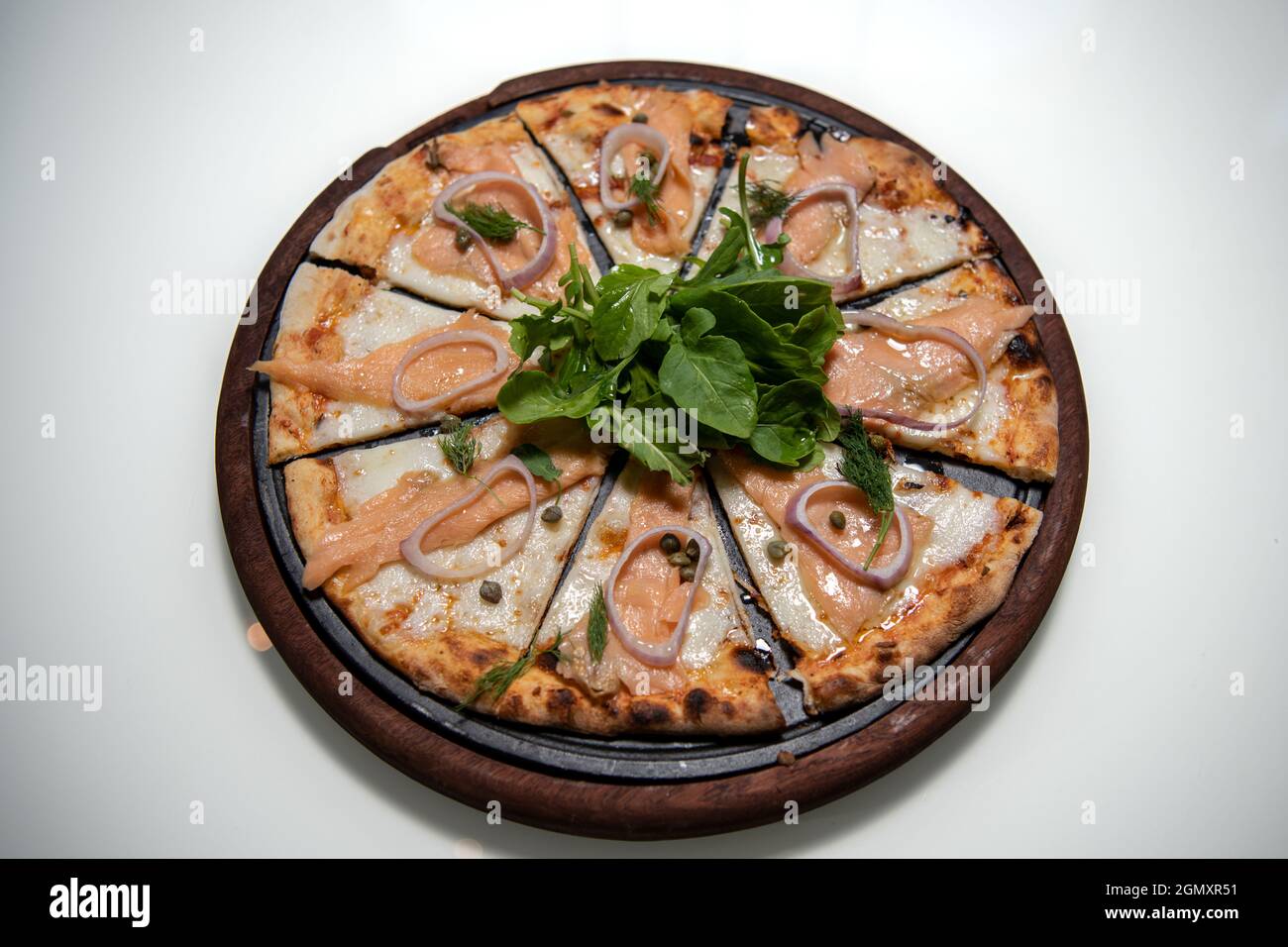 Pastry oven food cheese pizza manouche. Labnani food.Turkish version of Italian pizza with extra cheese Stock Photo