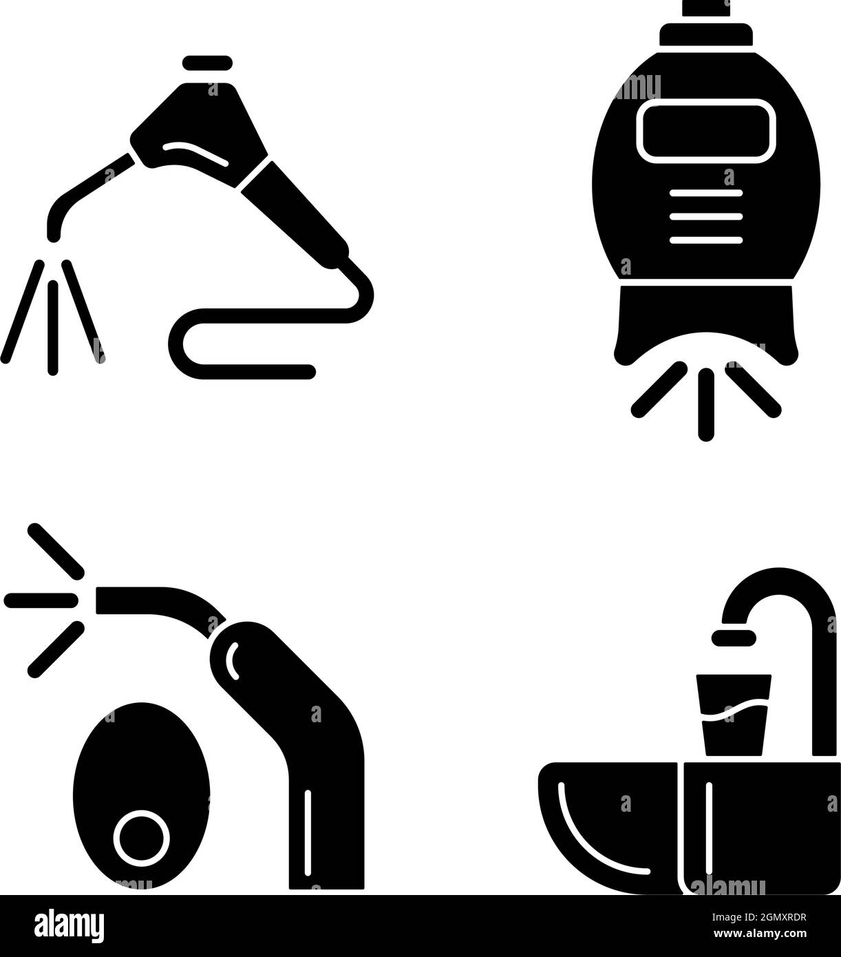 Going to dentist black glyph icons set on white space Stock Vector ...