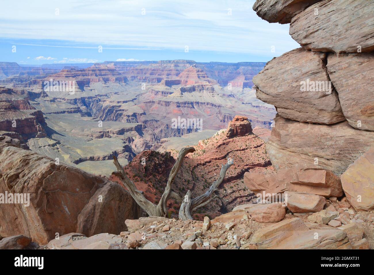 Grand Canyon National Park landscape, Ooh Aah Point, beautiful canyon view. Stock Photo