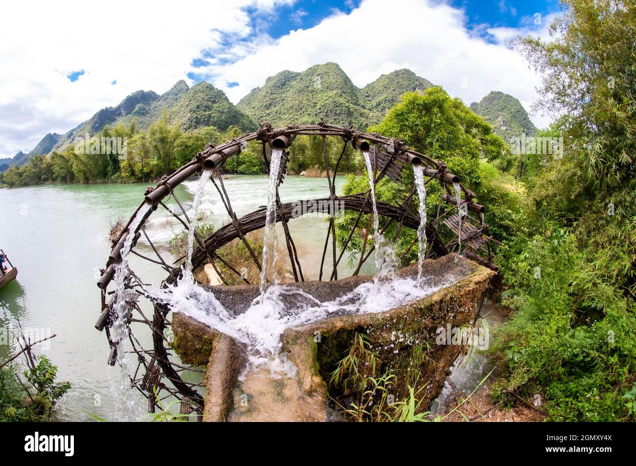 Water wheel in Cao Bang province northern Vietnam Stock Photo