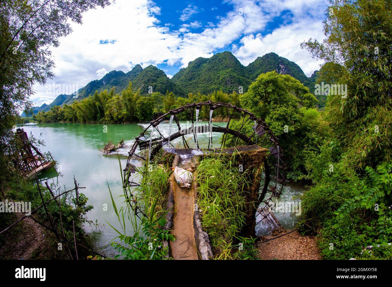 Water wheel in Cao Bang province northern Vietnam Stock Photo