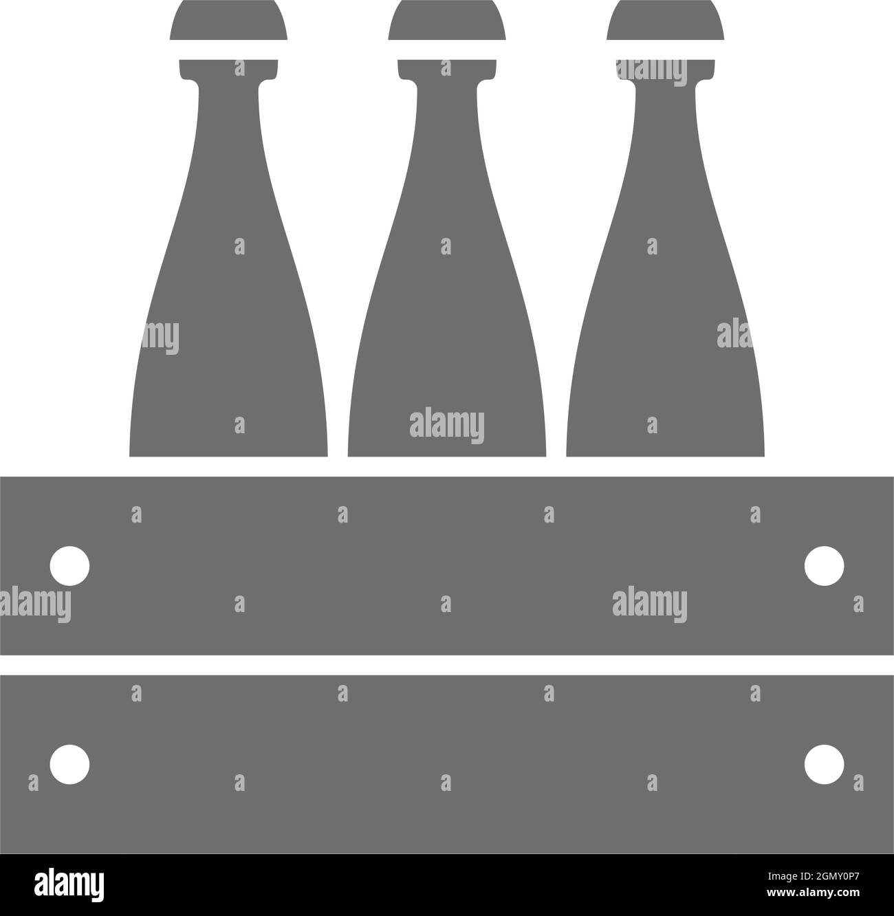 Vector pack of beer bottles grey icon. Stock Vector