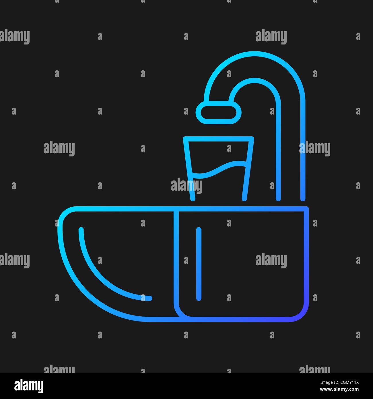 Dental spit bowl gradient vector icon for dark theme Stock Vector