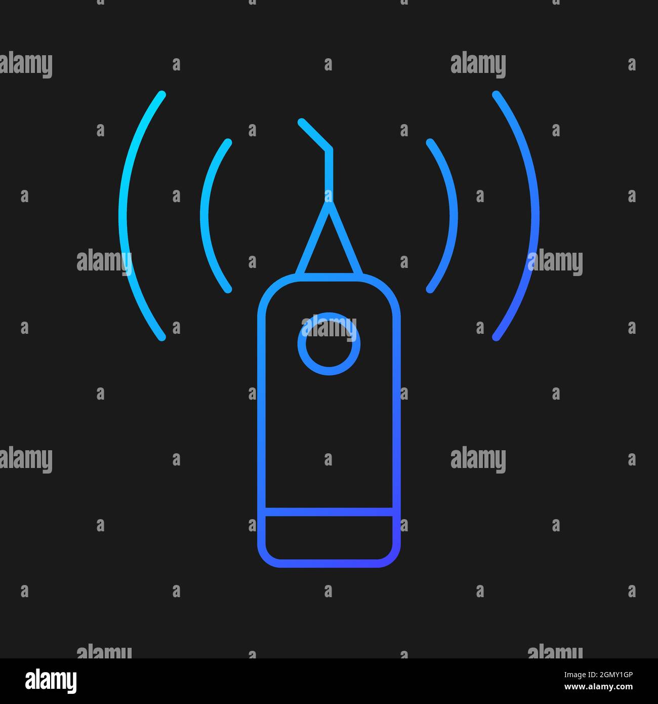 Ultrasonic teeth cleaner gradient vector icon for dark theme Stock Vector