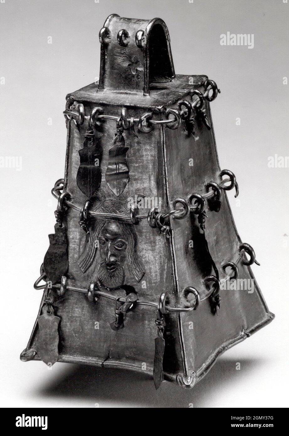 Altar Bell: Portuguese Face. Date: 16th-17th century; Geography: Nigeria, Court of Benin; Culture: Edo peoples; Medium: Brass; Dimensions: H. 4 1/4 x Stock Photo